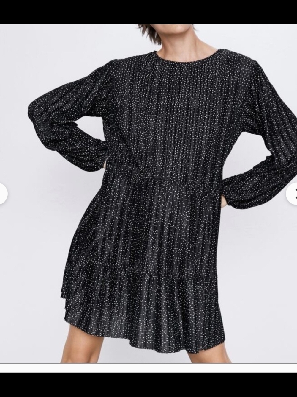 Zara Black Dress with White Micro Dot Print